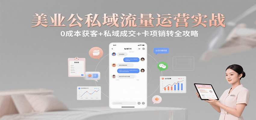美业公私域流量运营实战：0成本获客+私域成交+卡项销转全攻略-鸿洪资源网