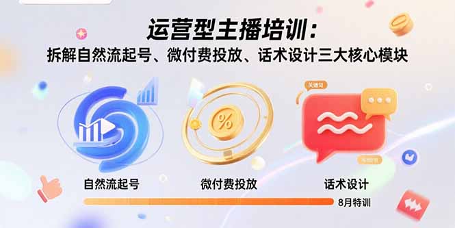 运营型主播培训：拆解自然流起号、微付费投放、话术设计三大核心模块-8月-鸿洪资源网