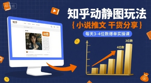 小说推文干货分享之知乎动静图玩法，每天3-4位数爆单实操课-鸿洪资源网