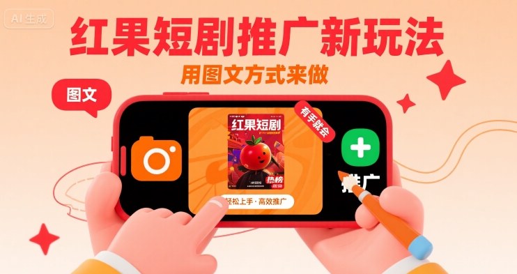 红果短剧推广新玩法，用图文方式来做，有手就会-鸿洪资源网