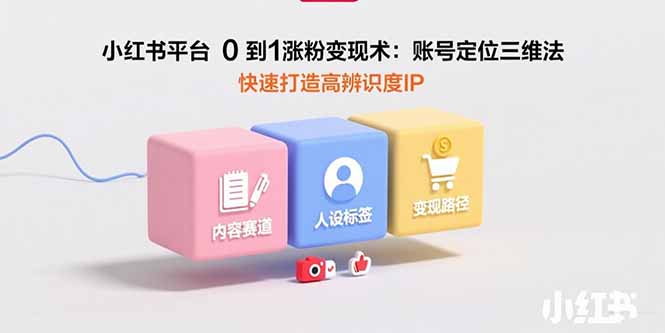 小红书平台0到1涨粉变现术：账号定位三维法，快速打造高辨识度IP-鸿洪资源网