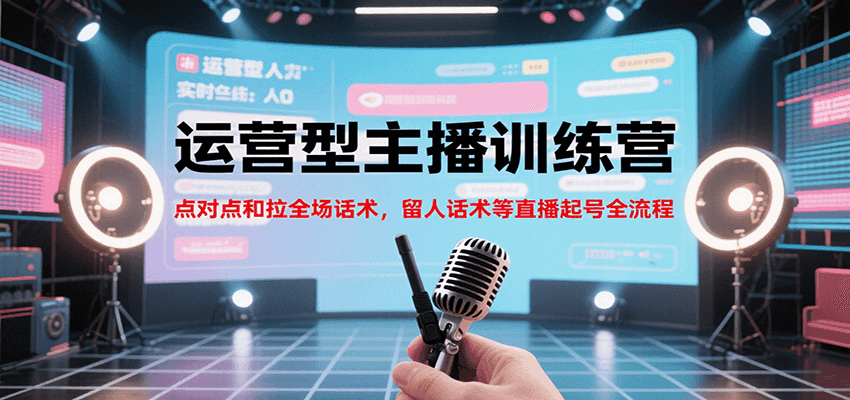 运营型主播训练营，点对点和拉全场话术，留人话术等直播起号全流程(更新8月)-鸿洪资源网