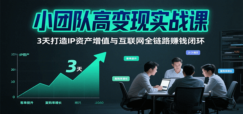 小团队高变现实战课，3天打造IP资产增值与互联网全链路赚钱闭环(第二期)-鸿洪资源网
