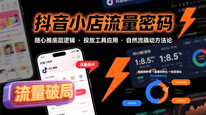 抖音小店流量密码，随心推底层逻辑，投放工具应用，自然流撬动核心方法论-鸿洪资源网