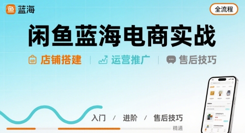 闲鱼蓝海电商实战，店铺搭建运营售后全流程-鸿洪资源网