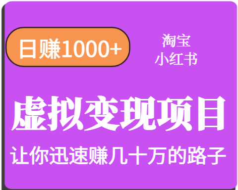 淘宝OR小红书虚拟变现，日赚1000+，多账号操作年收入几十W不等-鸿洪资源网