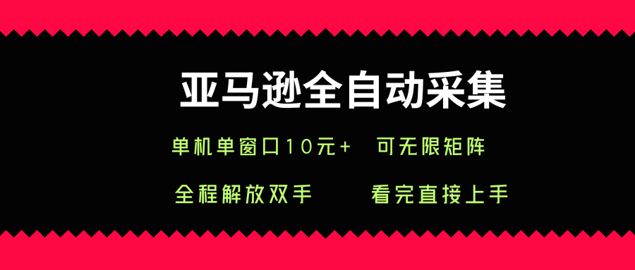 亚马逊全自动采集，单机单窗口一天10+，可无限矩阵去做【揭秘】-鸿洪资源网