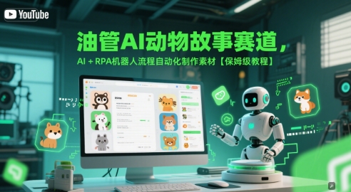 油管AI动物故事赛道，AI+RPA机器人流程自动化制作素材【保姆级教程】-鸿洪资源网