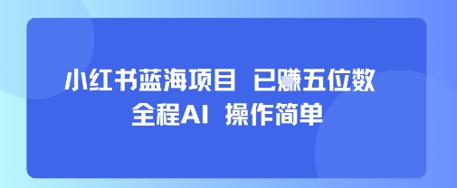 小红书蓝海项目，全程AI，操作简单，已挣五位数-鸿洪资源网