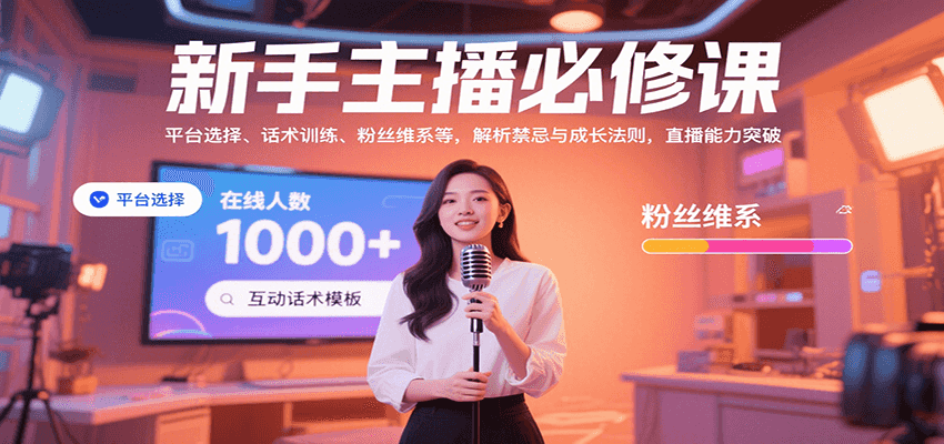 新手主播必修课：平台选择、话术训练、粉丝维系等，解析禁忌与成长法则，突破直播能力-鸿洪资源网