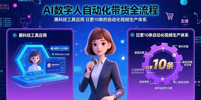 AI数字人自动化带货全流程：黑科技工具应用 日更10条的自动化视频生产体系-鸿洪资源网