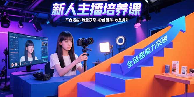 新人主播培养课：平台适应-流量获取-粉丝留存-收益提升 全链路能力突破-鸿洪资源网
