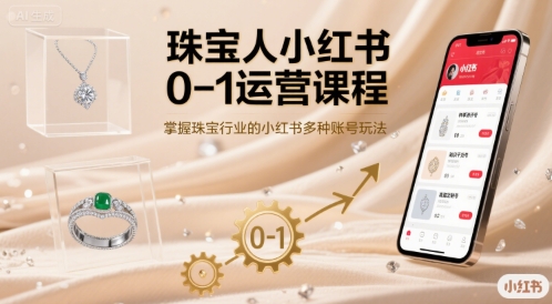 珠宝人小红书0-1运营课程，掌握珠宝行业的小红书多种账号玩法-鸿洪资源网