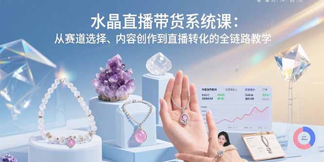 水晶直播带货系统课：从赛道选择、内容创作到直播转化的全链路教学-鸿洪资源网