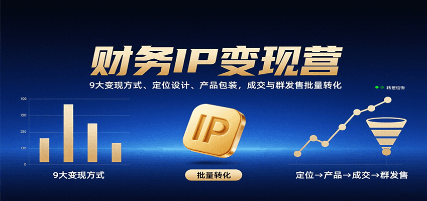 财务IP变现营：9大变现方式、定位设计、产品包装，成交与群发售批量转化-鸿洪资源网