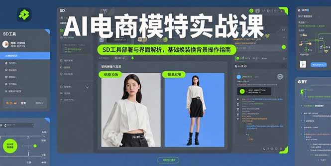 AI电商模特实战课，SD工具部署与界面解析，基础换装换背景操作指南-鸿洪资源网