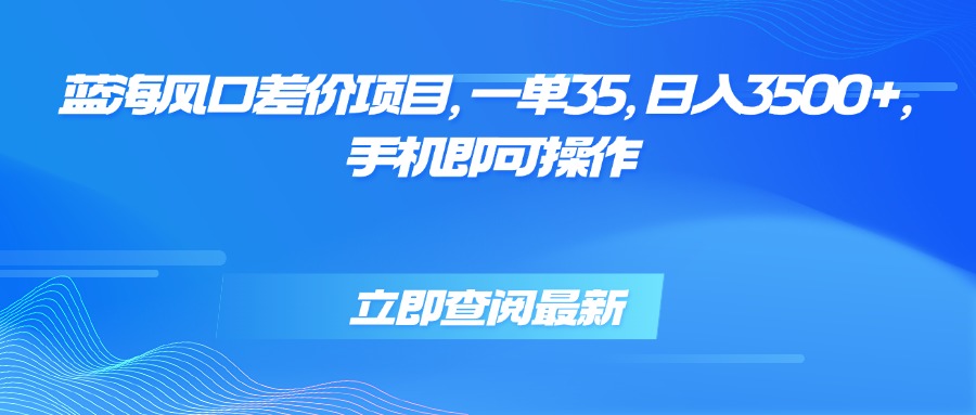 蓝海风口差价项目，一单35，日入3500+，手机即可操作-鸿洪资源网