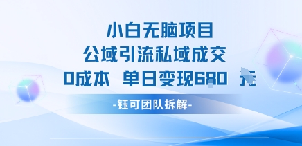 小白无脑项目公域引流私域成交0成本单日变现680米-鸿洪资源网