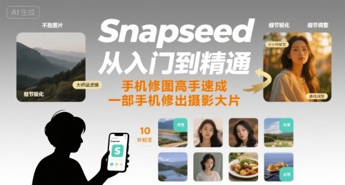 Snapseed从入门到精通，手机修图高手速成，一部手机就能修出摄影大片-鸿洪资源网