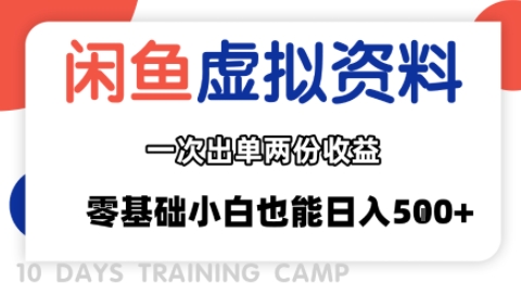 闲鱼虚拟资料新变现玩法，信息差项目，一次出单两份收益，无需囤货，可批量矩阵，零基础小白也能日入多张-鸿洪资源网