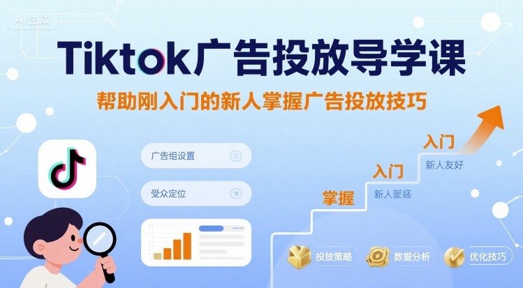 Tiktok广告投放导学课，帮助刚入门的新人掌握广告投放技巧-鸿洪资源网
