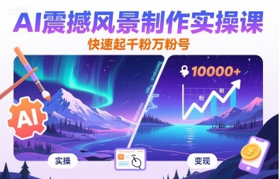 AI震撼风景制作实操课，快速起千粉万粉号-鸿洪资源网