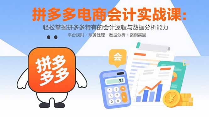 拼多多电商会计实战课：轻松掌握拼多多特有的会计逻辑与数据分析能力-鸿洪资源网