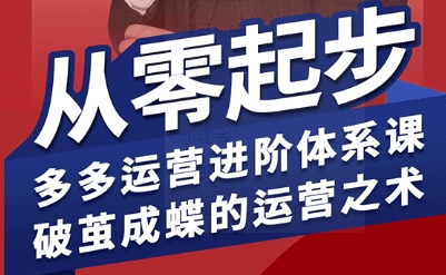 拼多多运营进阶系统课，从零起步，多多运营进阶体系课，破茧成蝶的运营之术-鸿洪资源网