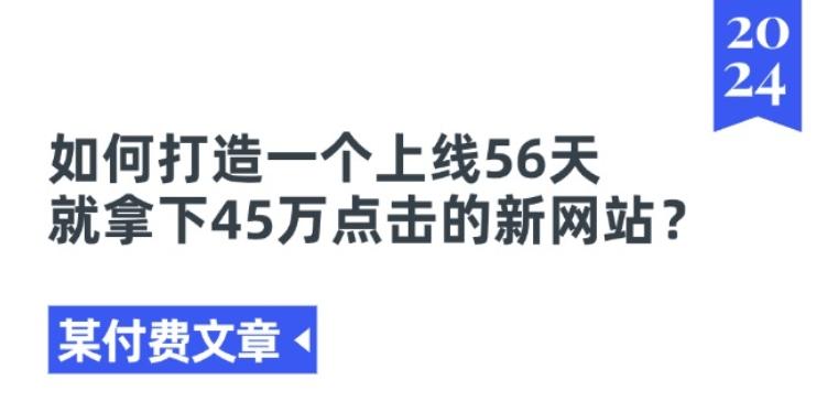 某付费文章《如何打造一个上线56天就拿下45万点击的新网站?》-鸿洪资源网