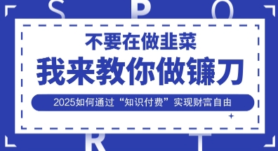韭菜生涯终结者，我来教你做镰刀，2025如何通过“知识付费”实现财F自由【揭秘】-鸿洪资源网