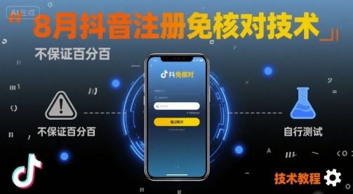 8月抖音注册免核对技术，不保证百分百，自测-鸿洪资源网