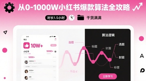 从0-1000W小红书爆款算法全攻略，时长1.5小时，干货满满-鸿洪资源网