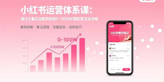 小红书运营体系课：通过大量实战案例拆解0-1000W爆款算法全攻略-鸿洪资源网