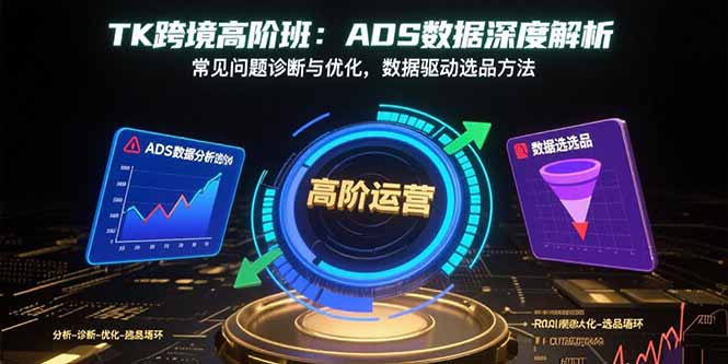 TK跨境高阶班：ADS数据深度解析，常见问题诊断与优化，数据驱动选品方法-鸿洪资源网