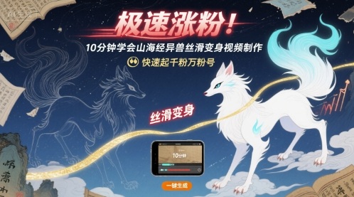 极速涨粉！10分钟学会山海经异兽丝滑变身视频制作，快速起千粉万粉号-鸿洪资源网