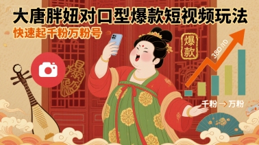 大唐胖妞对口型爆款短视频玩法，快速起千粉万粉号-鸿洪资源网