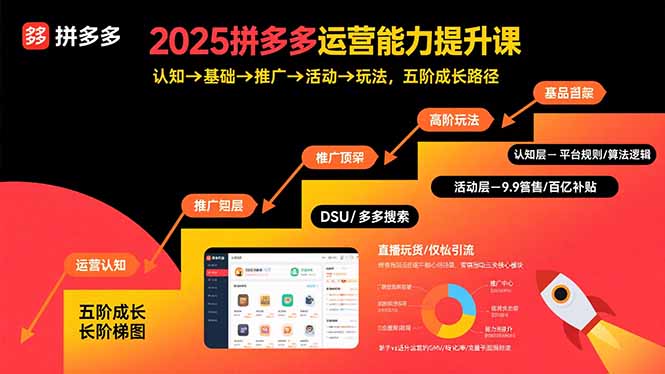 2025拼多多运营能力提升课：认知→基础→推广→活动→玩法，五阶成长路径-鸿洪资源网