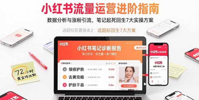 小红书流量运营进阶指南，数据分析与涨粉引流，笔记起死回生7大实操方案-鸿洪资源网