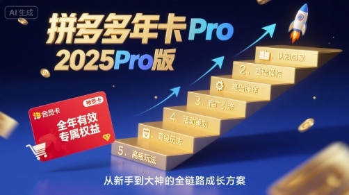 拼多多年卡2025Pro版，五大板块从认知到基础、从推广到活动、从活动到玩法-鸿洪资源网
