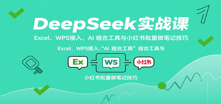 DeepSeek实战课：Excel、WPS接入、AI 组合工具与小红书批量做笔记技巧-鸿洪资源网