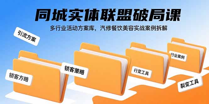 同城实体联盟破局课，多行业活动方案库，汽修餐饮美容实战案例拆解-鸿洪资源网