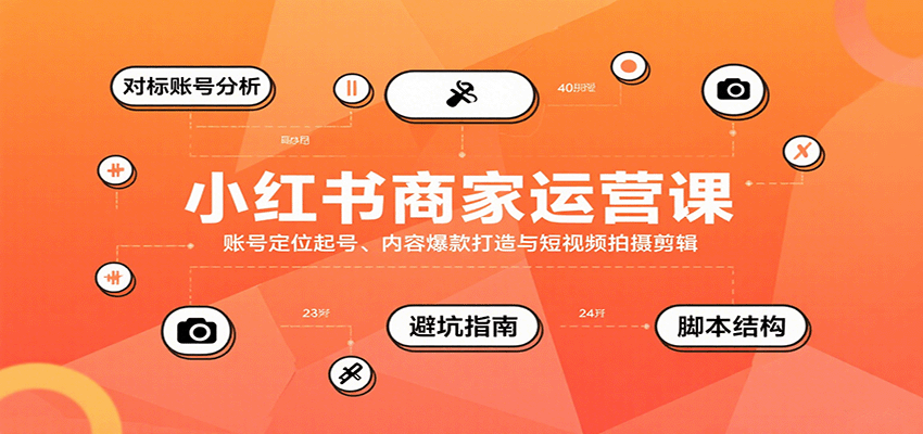 小红书商家运营课，账号定位起号、内容爆款打造与短视频拍摄剪辑-鸿洪资源网
