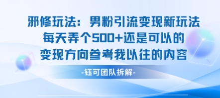 邪修玩法：男粉引流变现新玩法每天弄个5张还是可以的变现方向参考我以往的内容-鸿洪资源网