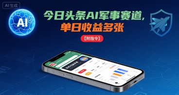 今日头条AI军事赛道，单日收益多张 ，手机可做【附指令】-鸿洪资源网