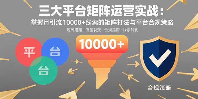 三大平台矩阵运营实战：掌握月引流10000+线索的矩阵打法与平台合规策略-鸿洪资源网