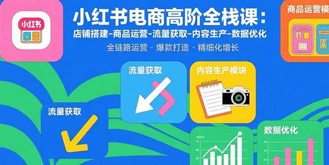 小红书电商高阶全栈课：店铺搭建-商品运营-流量获取-内容生产-数据优化-鸿洪资源网