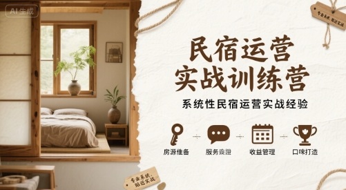 民宿运营实战训练营，系统性民宿运营实战经验-鸿洪资源网