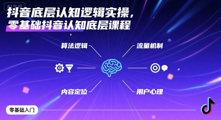 抖音底层认知逻辑实操，零基础抖音认知底层课程-鸿洪资源网