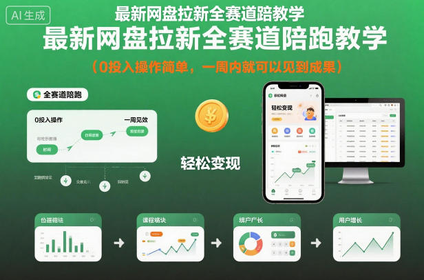 最新网盘拉新全赛道陪跑教学，0投入操作简单，一周内就可以见到成果-瀚洪创业网