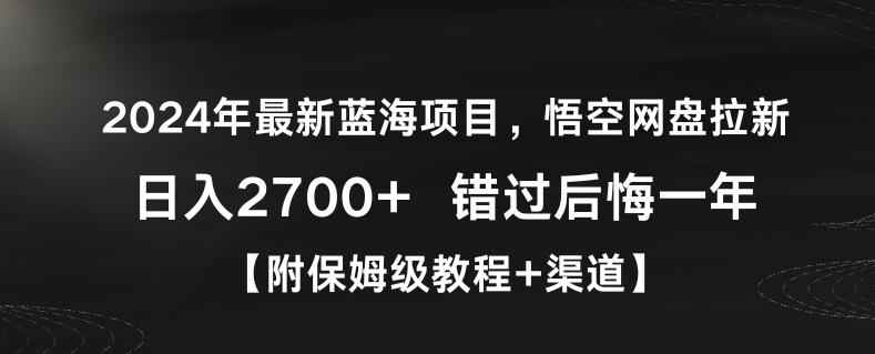 2024年最新蓝海项目，悟空网盘拉新，日入2700+错过后悔一年【附保姆级教程+渠道】【揭秘】-瀚洪创业网